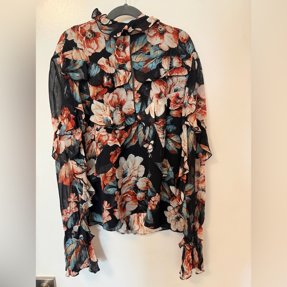 Nicholas Lola ruffle top US 2 long sleeve floral print